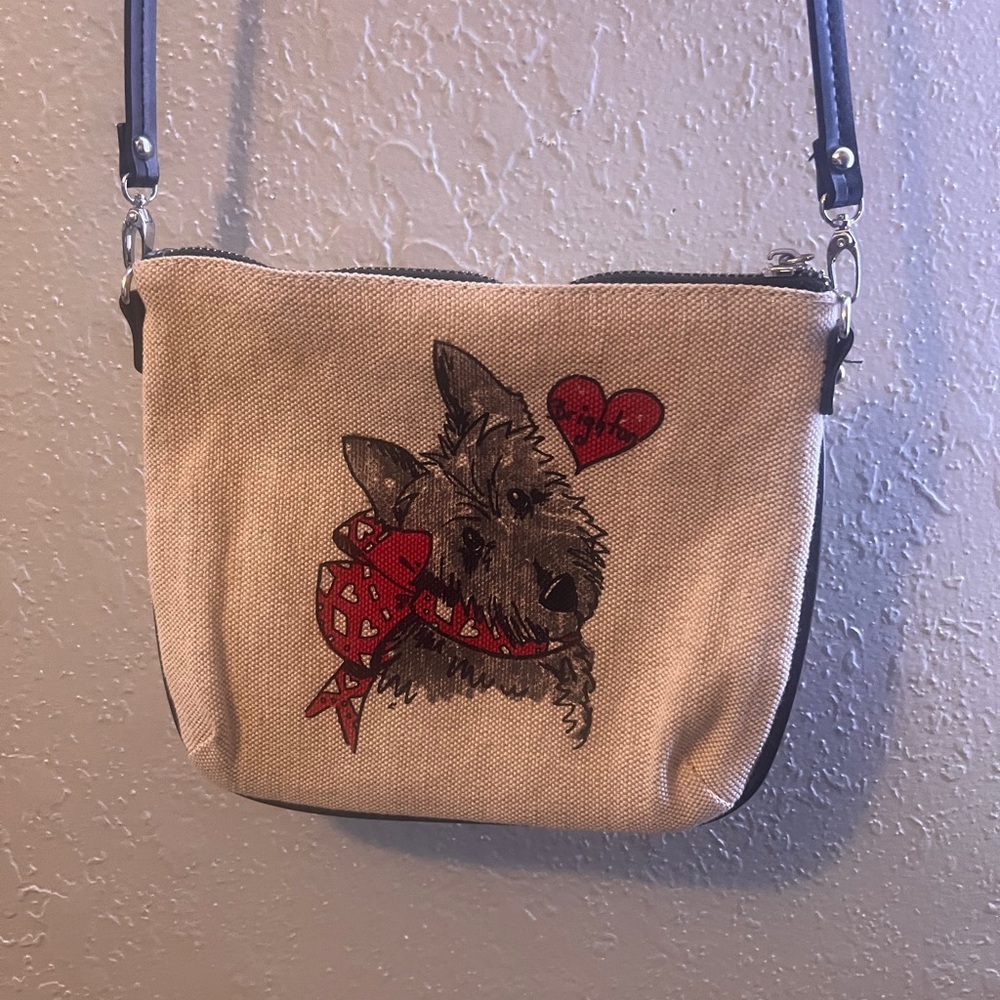Brighton Scottie Dog Crossbody Bag Purse Canvas Exercise? I'd Rather Accessorize